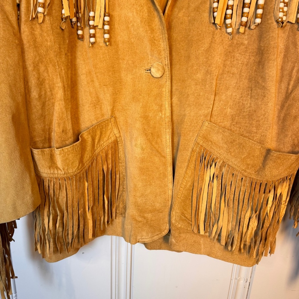 Vintage Desperado Suede Fringe Beaded Jacket – Western Boho Style Size 1 X - Picture 4 of 16